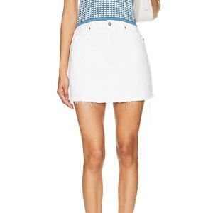 High waisted skirt, slightly distressed hemline